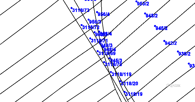 Parcela st. 3118/69 v KÚ Traplice, Katastrální mapa