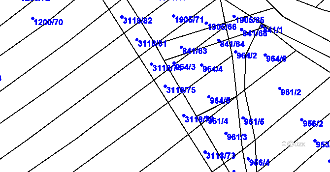 Parcela st. 3118/75 v KÚ Traplice, Katastrální mapa