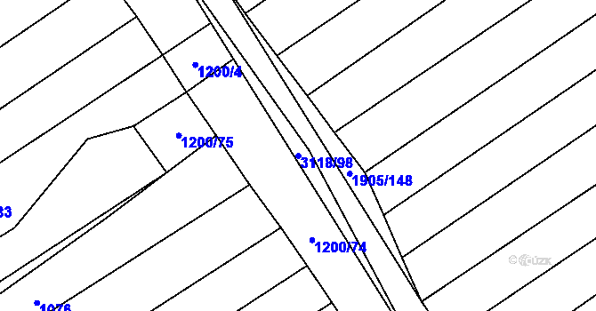 Parcela st. 3118/98 v KÚ Traplice, Katastrální mapa