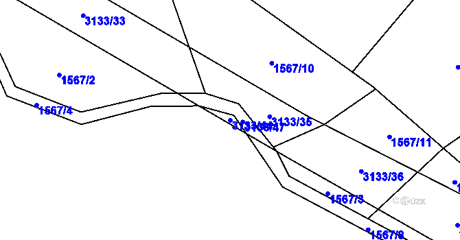 Parcela st. 3133/44 v KÚ Traplice, Katastrální mapa