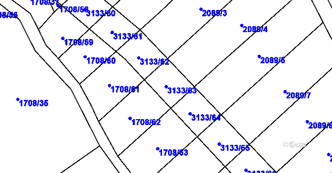Parcela st. 3133/63 v KÚ Traplice, Katastrální mapa
