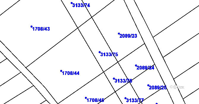 Parcela st. 3133/75 v KÚ Traplice, Katastrální mapa