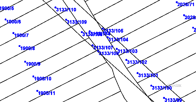 Parcela st. 3133/106 v KÚ Traplice, Katastrální mapa