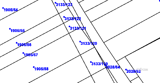 Parcela st. 3133/120 v KÚ Traplice, Katastrální mapa