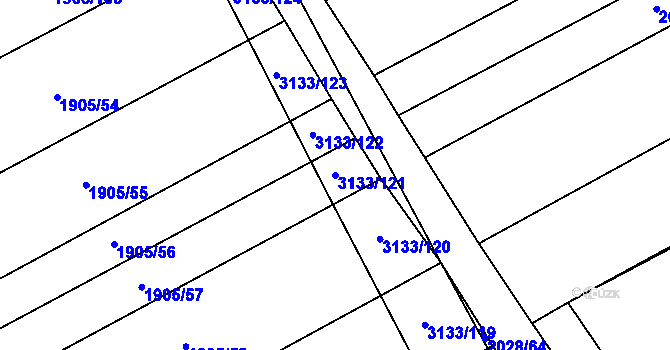 Parcela st. 3133/121 v KÚ Traplice, Katastrální mapa