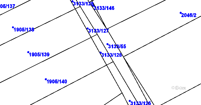 Parcela st. 3133/126 v KÚ Traplice, Katastrální mapa