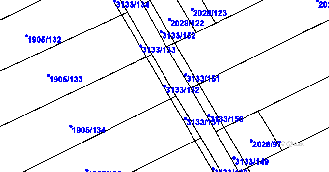 Parcela st. 3133/132 v KÚ Traplice, Katastrální mapa