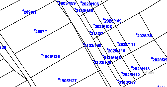 Parcela st. 3133/140 v KÚ Traplice, Katastrální mapa