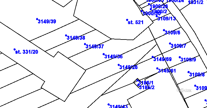 Parcela st. 3149/36 v KÚ Traplice, Katastrální mapa