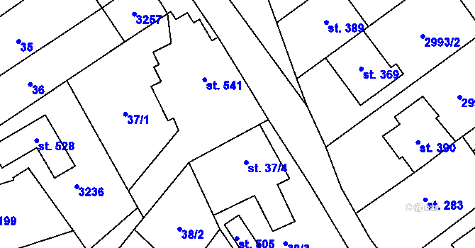Parcela st. 37/3 v KÚ Traplice, Katastrální mapa