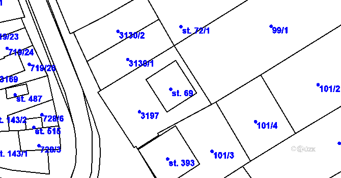 Parcela st. 69 v KÚ Traplice, Katastrální mapa