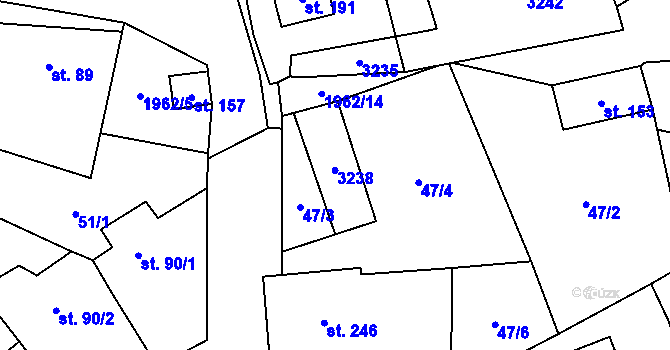 Parcela st. 87 v KÚ Traplice, Katastrální mapa