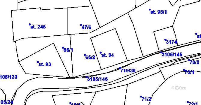 Parcela st. 94 v KÚ Traplice, Katastrální mapa