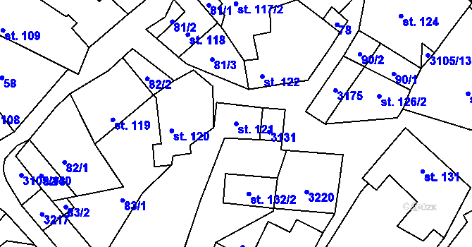 Parcela st. 121 v KÚ Traplice, Katastrální mapa