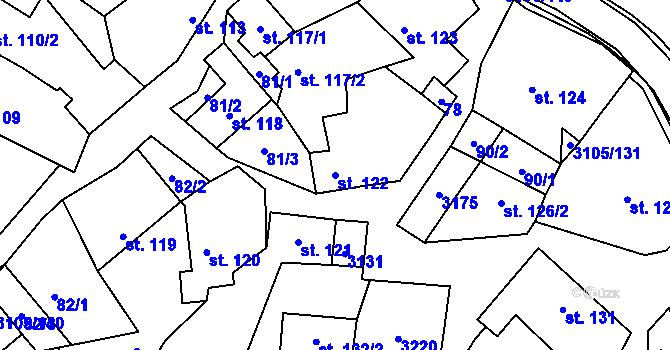 Parcela st. 122 v KÚ Traplice, Katastrální mapa