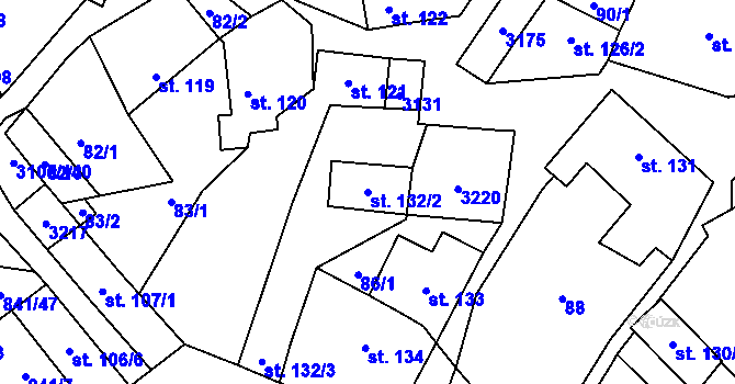 Parcela st. 132/2 v KÚ Traplice, Katastrální mapa