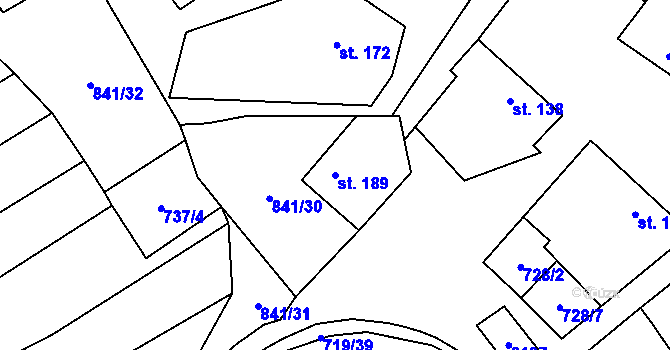 Parcela st. 189 v KÚ Traplice, Katastrální mapa