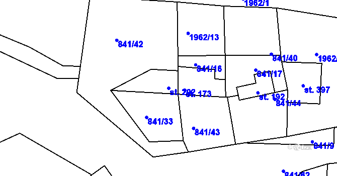 Parcela st. 202 v KÚ Traplice, Katastrální mapa