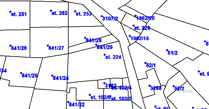 Parcela st. 224 v KÚ Traplice, Katastrální mapa