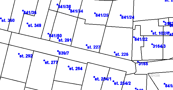 Parcela st. 227 v KÚ Traplice, Katastrální mapa