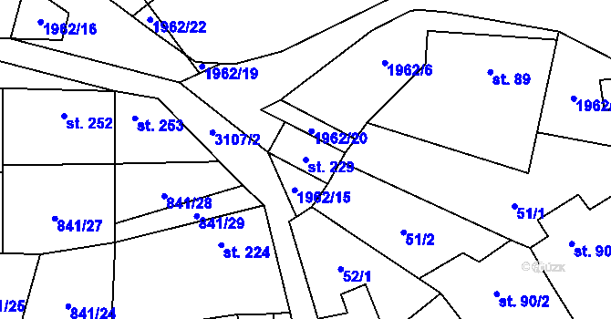 Parcela st. 229 v KÚ Traplice, Katastrální mapa