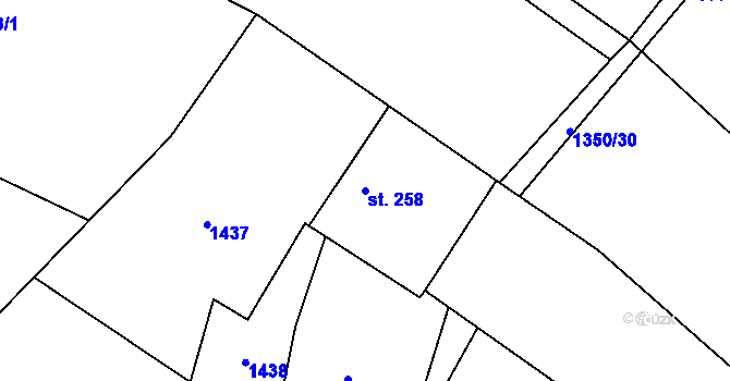 Parcela st. 258 v KÚ Traplice, Katastrální mapa