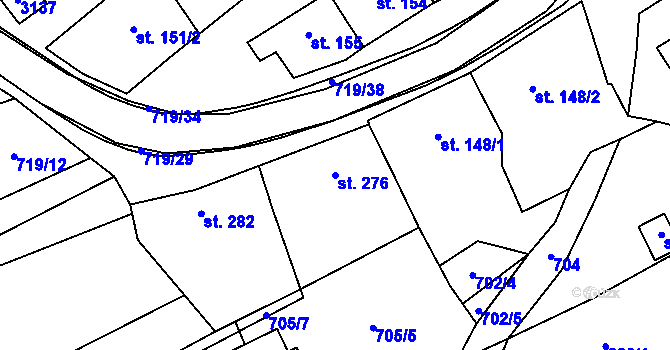 Parcela st. 276 v KÚ Traplice, Katastrální mapa