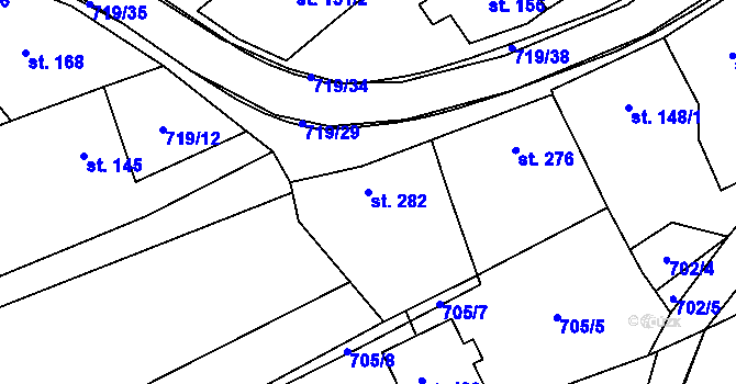 Parcela st. 282 v KÚ Traplice, Katastrální mapa