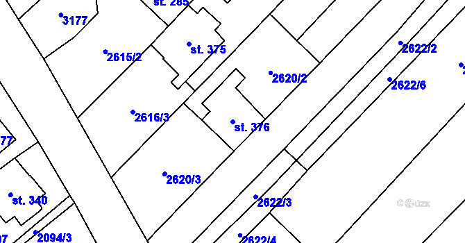 Parcela st. 376 v KÚ Traplice, Katastrální mapa