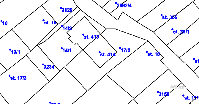 Parcela st. 414 v KÚ Traplice, Katastrální mapa
