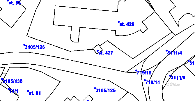 Parcela st. 427 v KÚ Traplice, Katastrální mapa