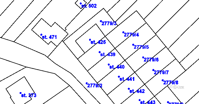 Parcela st. 439 v KÚ Traplice, Katastrální mapa