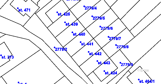 Parcela st. 441 v KÚ Traplice, Katastrální mapa