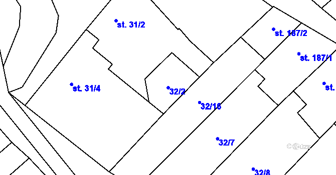 Parcela st. 32/2 v KÚ Traplice, Katastrální mapa