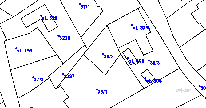 Parcela st. 38/2 v KÚ Traplice, Katastrální mapa