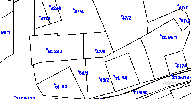 Parcela st. 47/6 v KÚ Traplice, Katastrální mapa