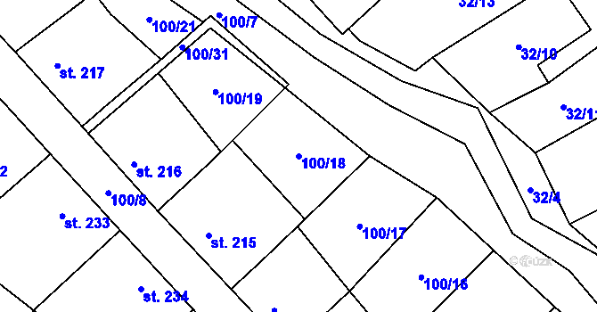 Parcela st. 100/18 v KÚ Traplice, Katastrální mapa