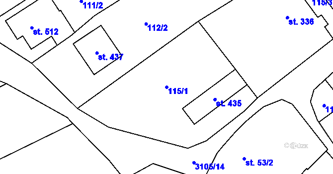 Parcela st. 115/1 v KÚ Traplice, Katastrální mapa