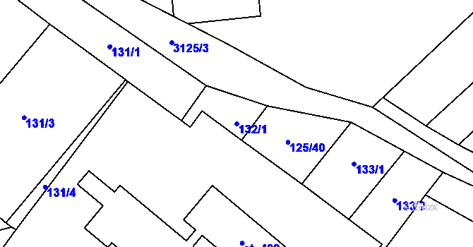 Parcela st. 132/1 v KÚ Traplice, Katastrální mapa