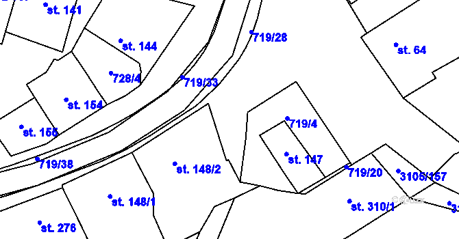 Parcela st. 719/9 v KÚ Traplice, Katastrální mapa