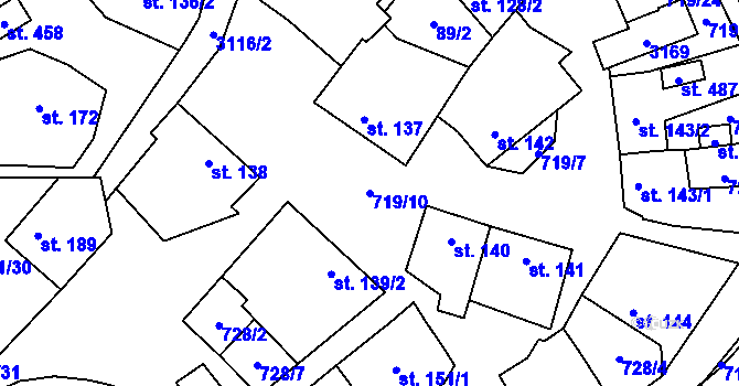 Parcela st. 719/10 v KÚ Traplice, Katastrální mapa