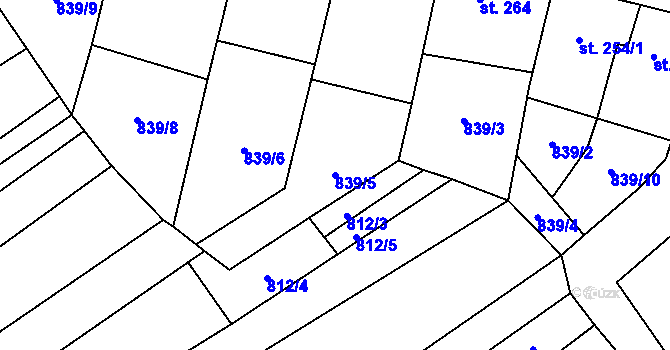 Parcela st. 839/5 v KÚ Traplice, Katastrální mapa