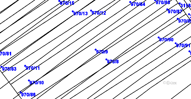 Parcela st. 970/9 v KÚ Traplice, Katastrální mapa