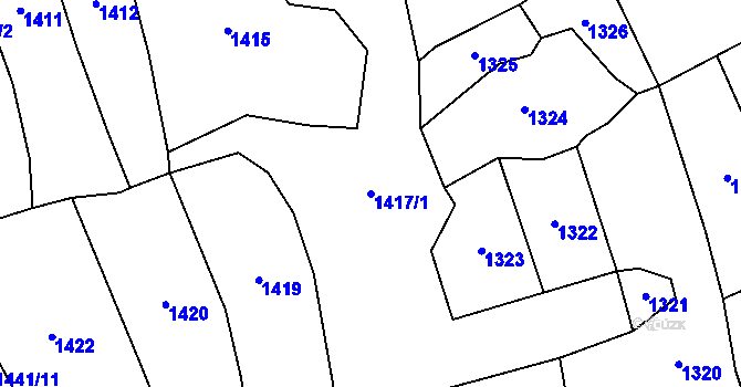 Parcela st. 1417/1 v KÚ Traplice, Katastrální mapa