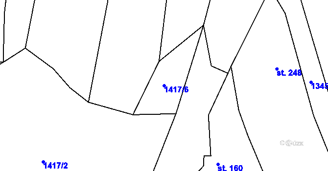 Parcela st. 1417/6 v KÚ Traplice, Katastrální mapa