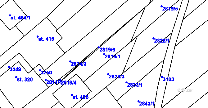 Parcela st. 2819/1 v KÚ Traplice, Katastrální mapa