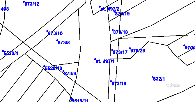 Parcela st. 873/3 v KÚ Traplice, Katastrální mapa