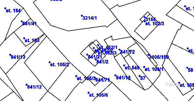 Parcela st. 462/3 v KÚ Traplice, Katastrální mapa