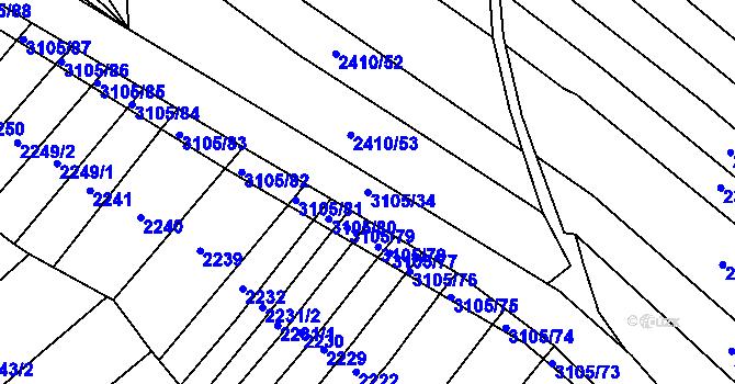 Parcela st. 3105/34 v KÚ Traplice, Katastrální mapa