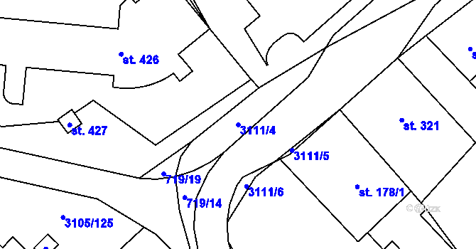 Parcela st. 3111/4 v KÚ Traplice, Katastrální mapa